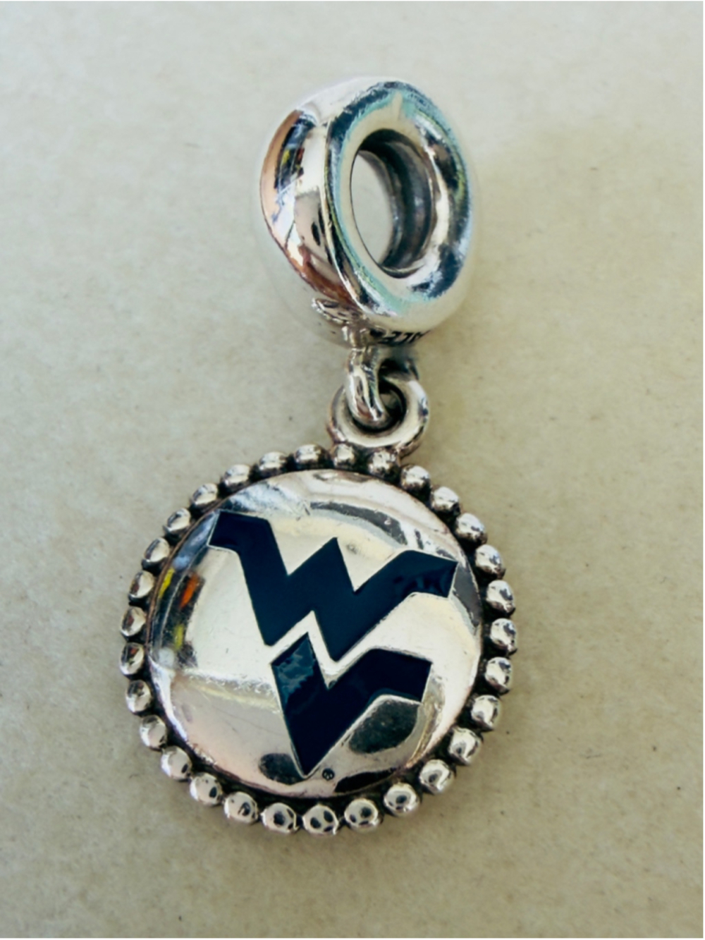 Pandora Sterling Silver 925 West Virginia Mountaineers Dangle Charm